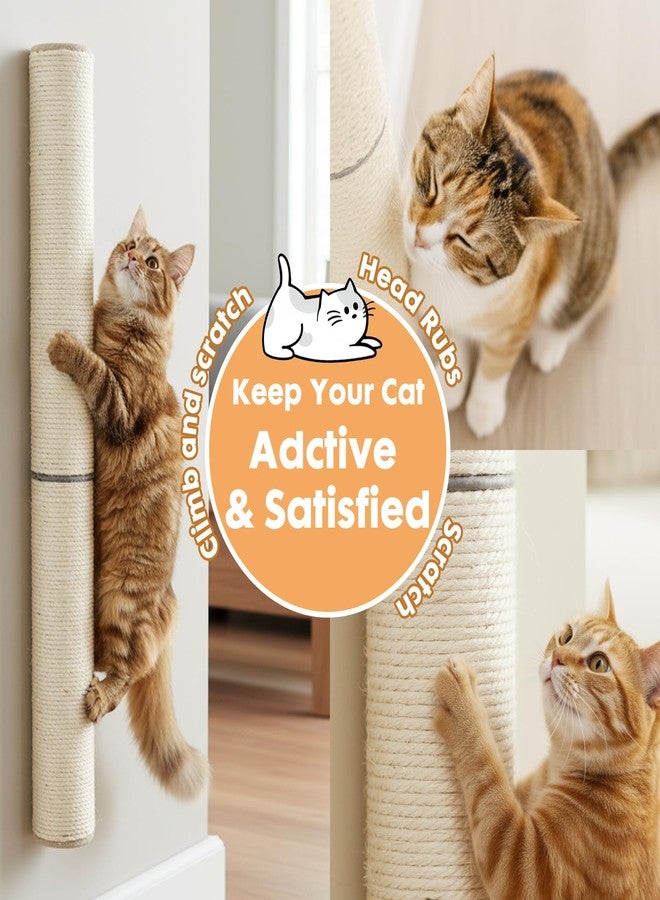 PowerKing Wall Mounted Cat Scratcher, 24" Vertical Sisal Scratching Post for Indoor Cats, Space-Saving Wall Cat Furniture with Natural Jute Rope & Rotatable Design - Image 4